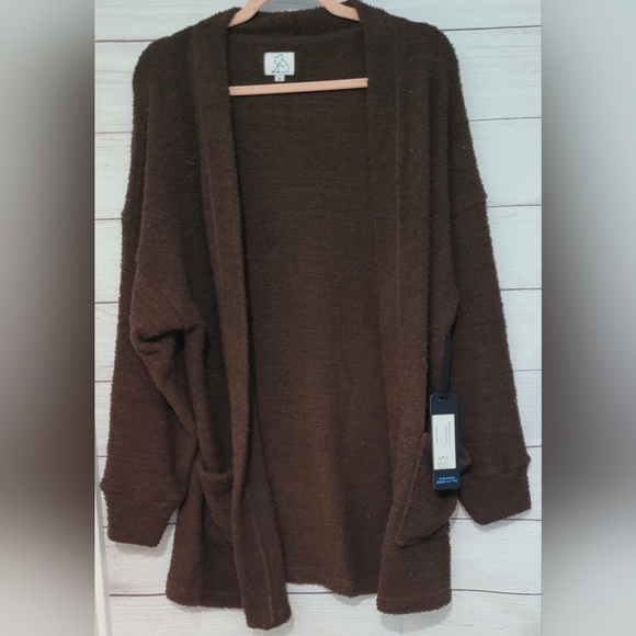 Nwt Kuwalla Tee tunic length brown super soft stretchy lounge cardigan size S - Picture 9 of 9